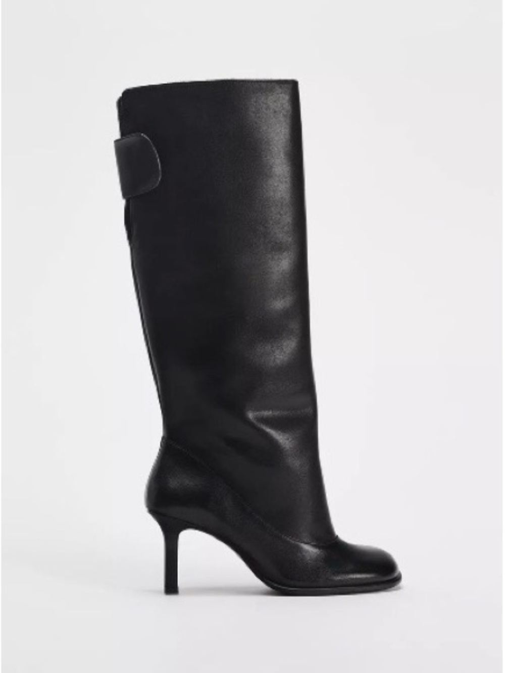 Zara Wide Shaft Leather Knee High Boots Black Size 7.5 | Never Worn (fits small)